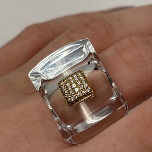 Baccarat clear crystal diamond ring size 8